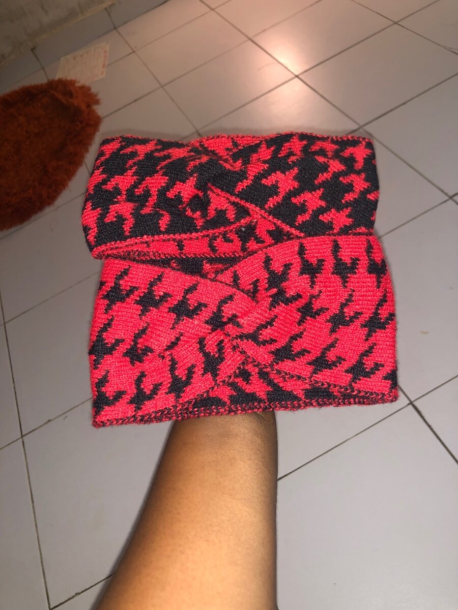 Bandeau tricoté motif pied-de-poule