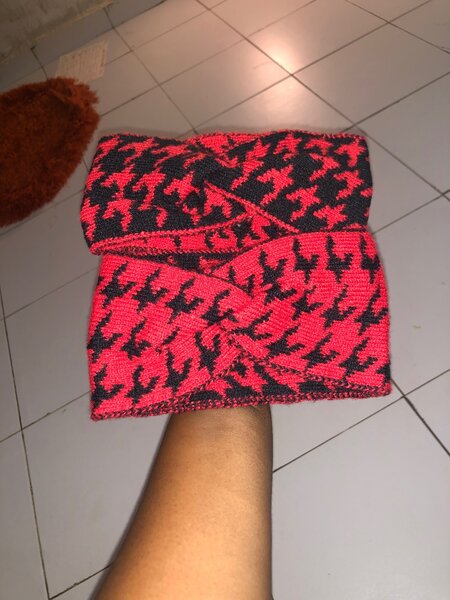 Bandeau tricoté motif pied-de-poule