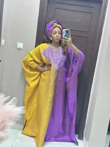 Robe kaftan bicolore brillante