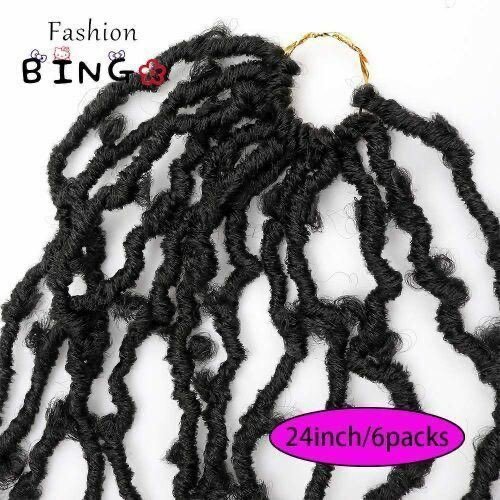 24 Inch Butterfly Locs Crochet Hair 6 Bundles Faux Synthetic