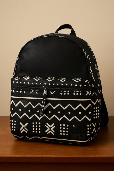 Sac à dos noir motif ethnique