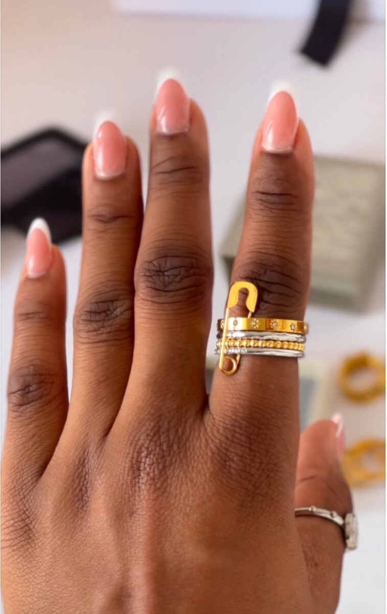 Bague à épingle dorée et argentée