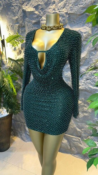 Robe verte émeraude à paillettes pour femmes