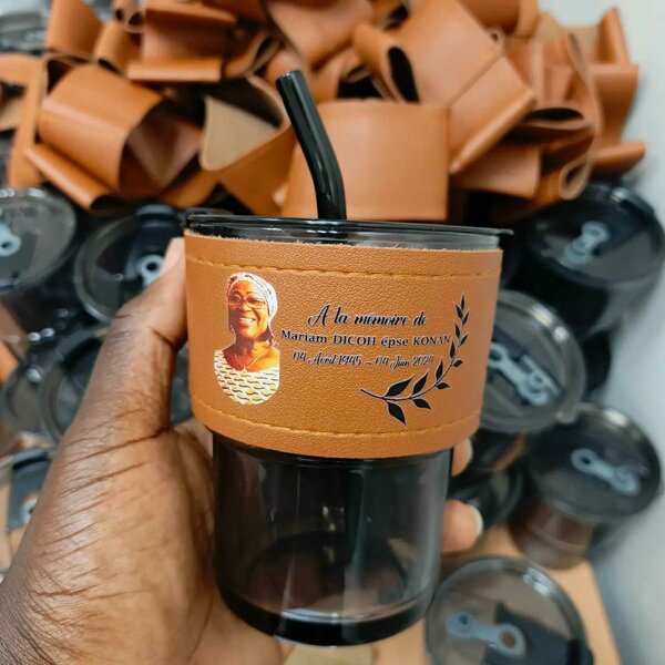 Branded Thick Glass Cup with Straw