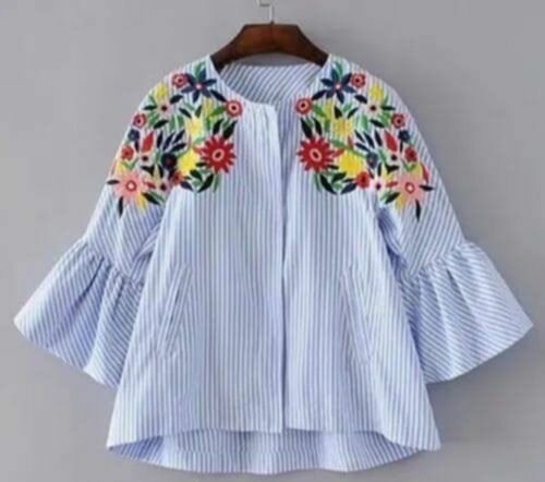 Beautiful embroidery short fork top