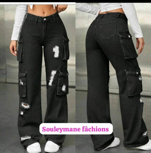 Jean cargo déchiré femme
