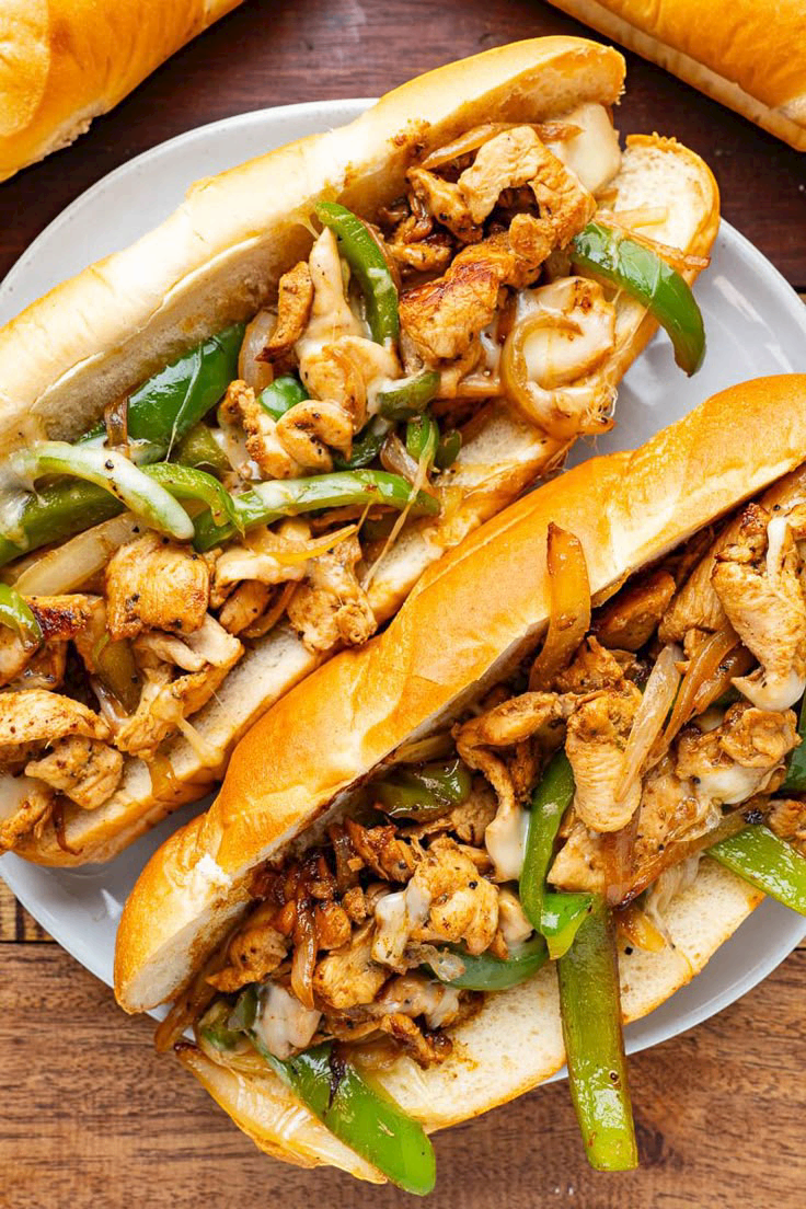 Chicken Philly cheese sandwich