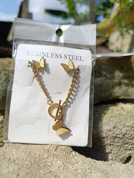 Collier Papillon Acier Inoxydable