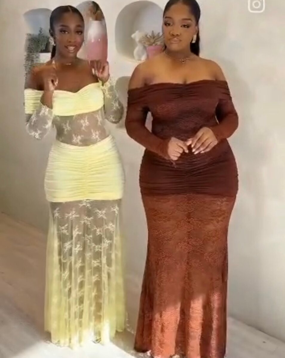 Robe longue en dentelle