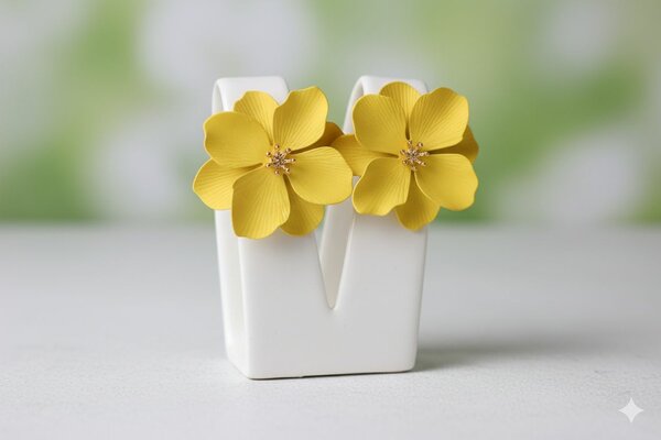 Boucles d'oreilles fleur jaune