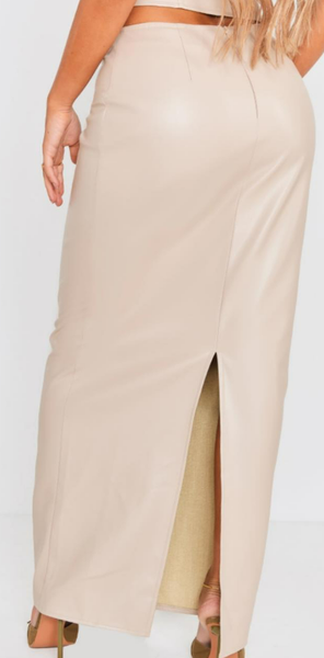 PLT Stone Leather High waisted Maxi skirt