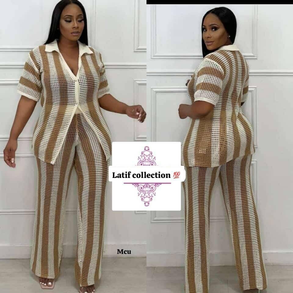 Ensemble pantalon rayé ample