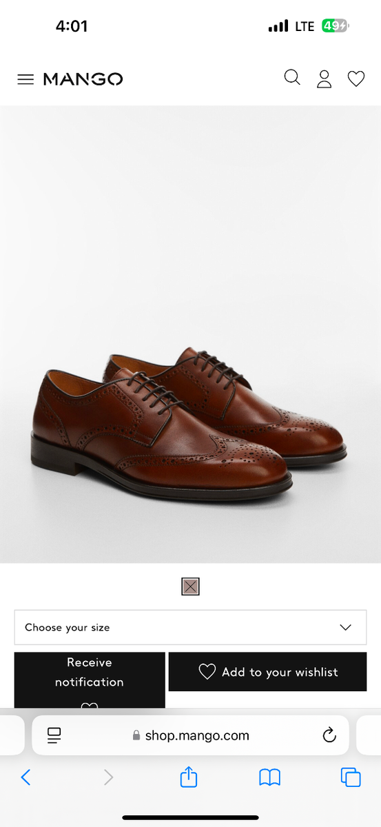 MANGO MNG DIE CUT LEATHER SHOES