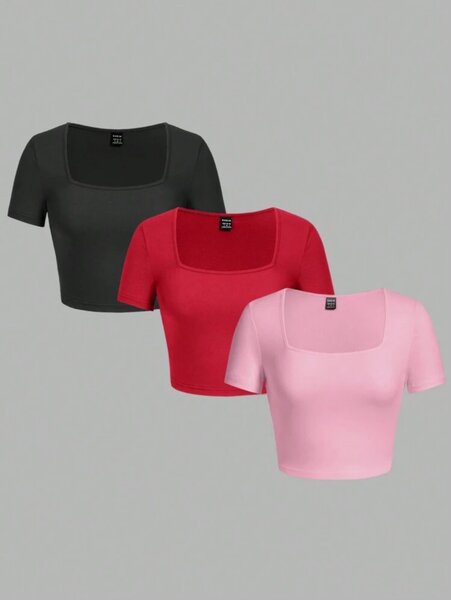 T-shirts cou carrés femme