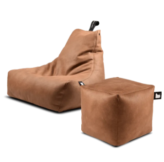 OSLO Lounger Leather Stitched Sofa with Stool