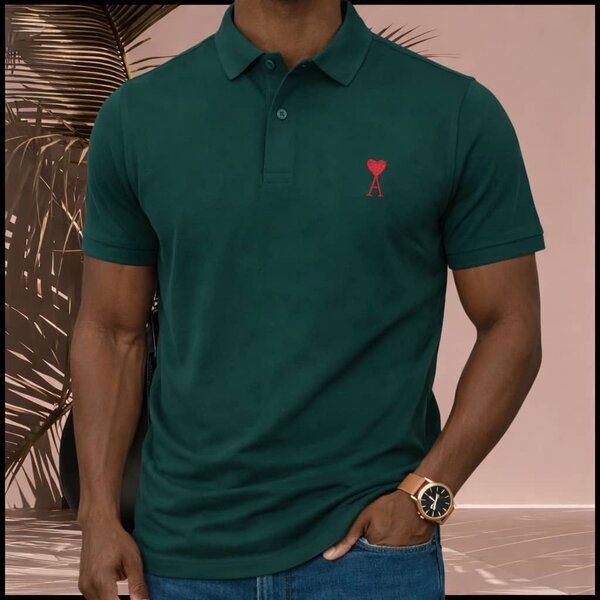 Polo vert homme avec logo martini rouge