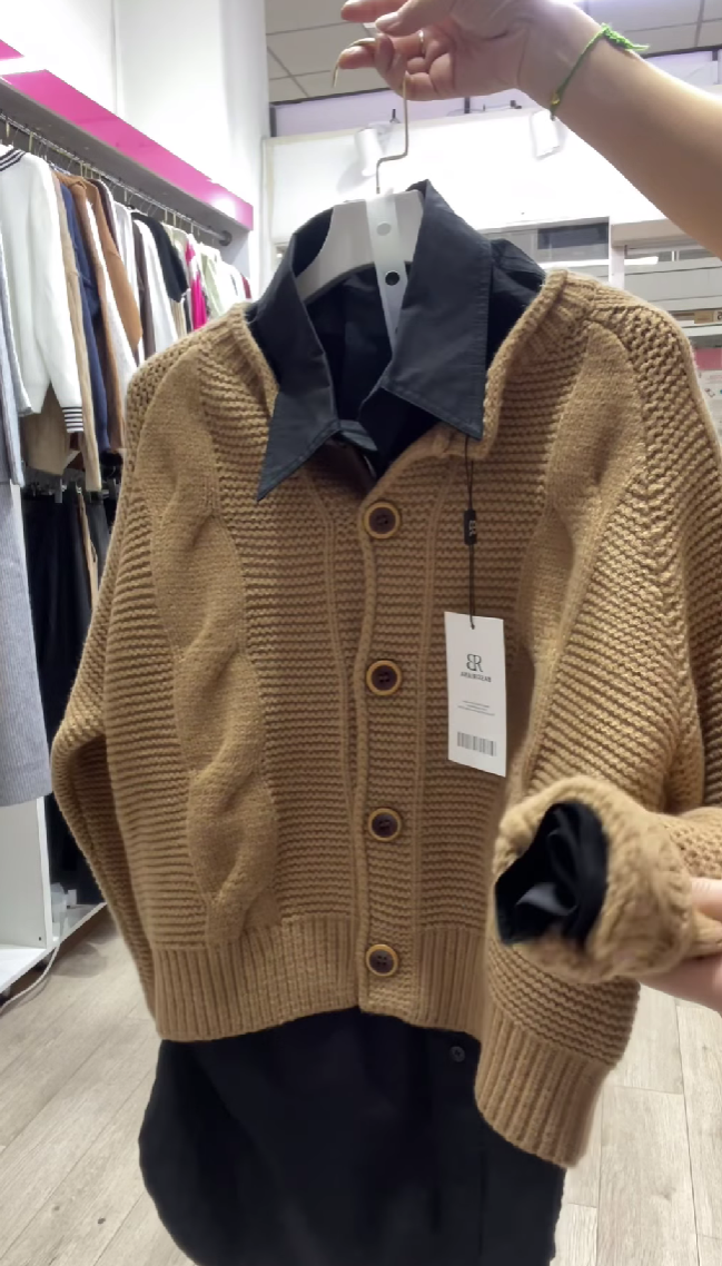 Аялдардын топтому: топчу көйнөк жана трикотаж кардиган