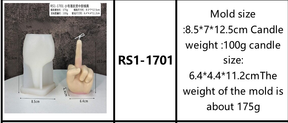 Middle finger sign candle mould