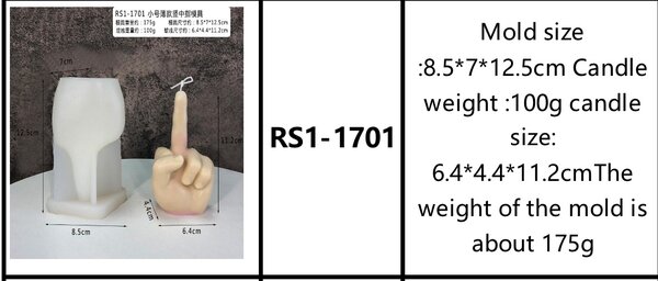 Middle finger sign candle mould