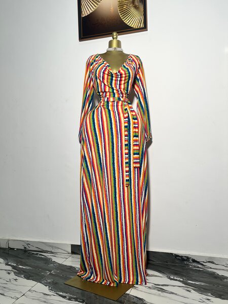 Robe longue à rayures