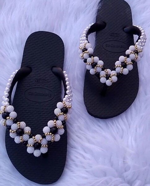 Sandales plates perles femme