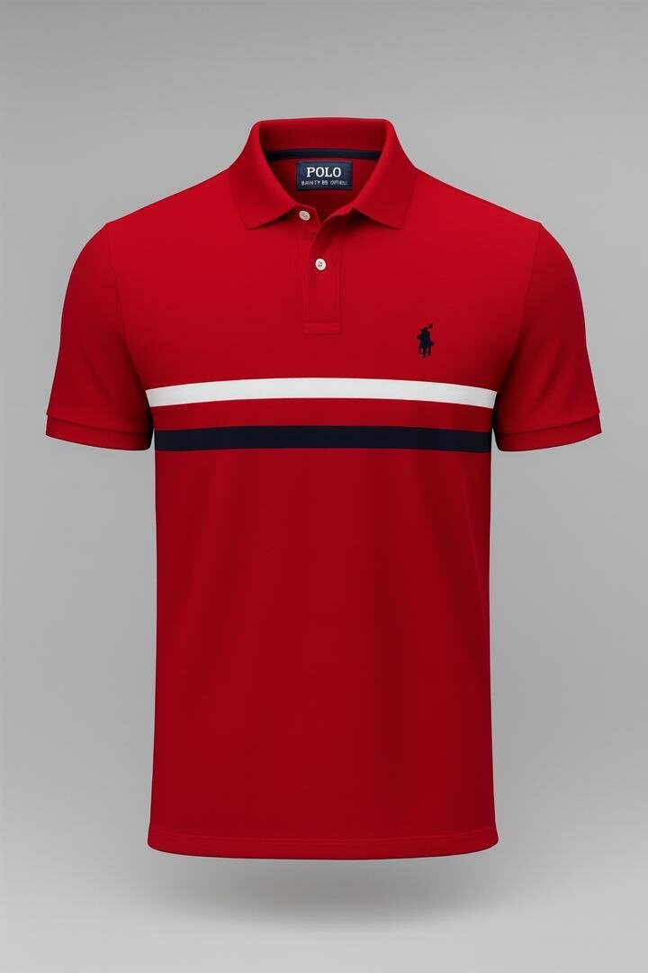 Polo rouge à rayures pour homme
