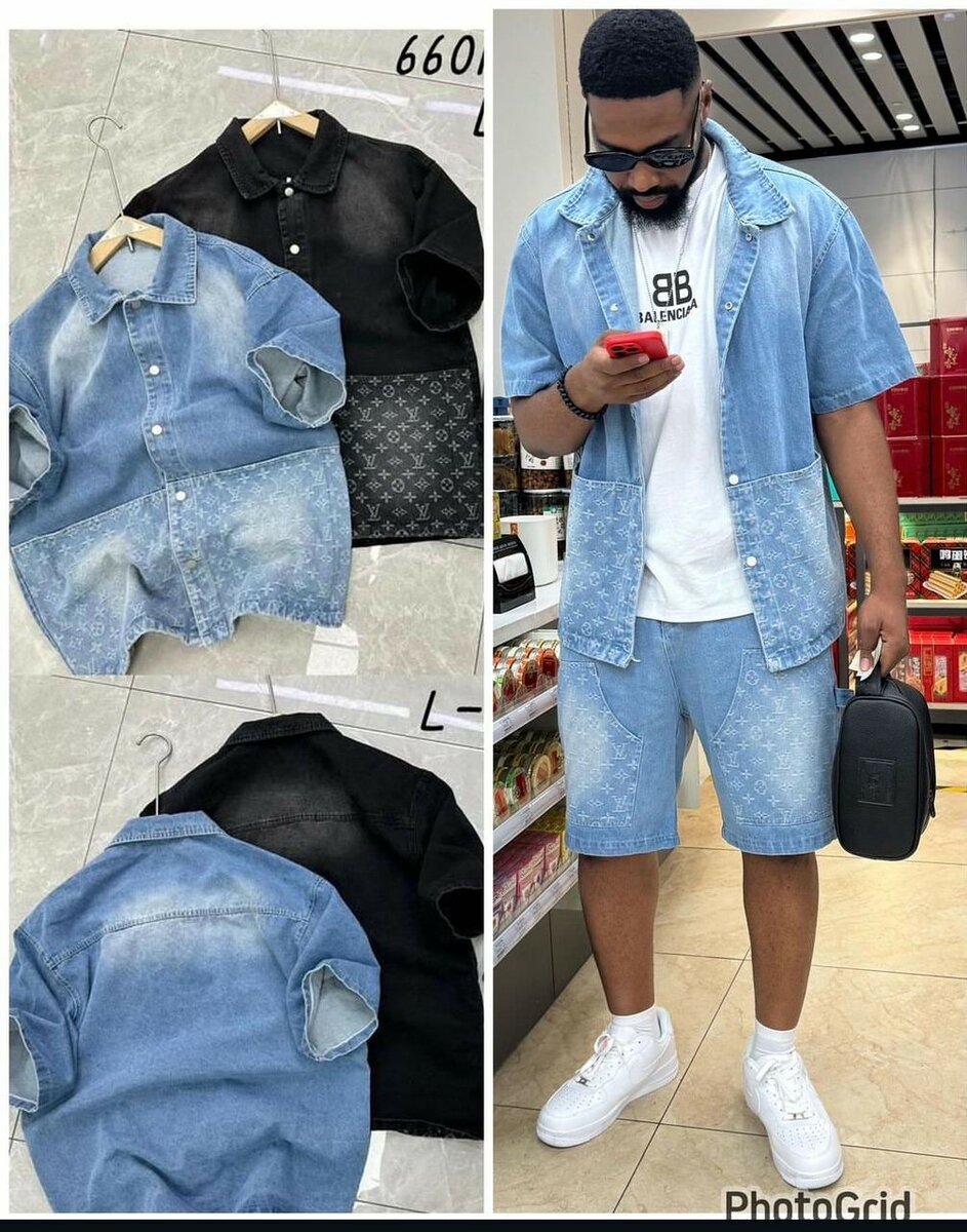 COMPLET HOMME ( culotte jeans , chemise jeans )