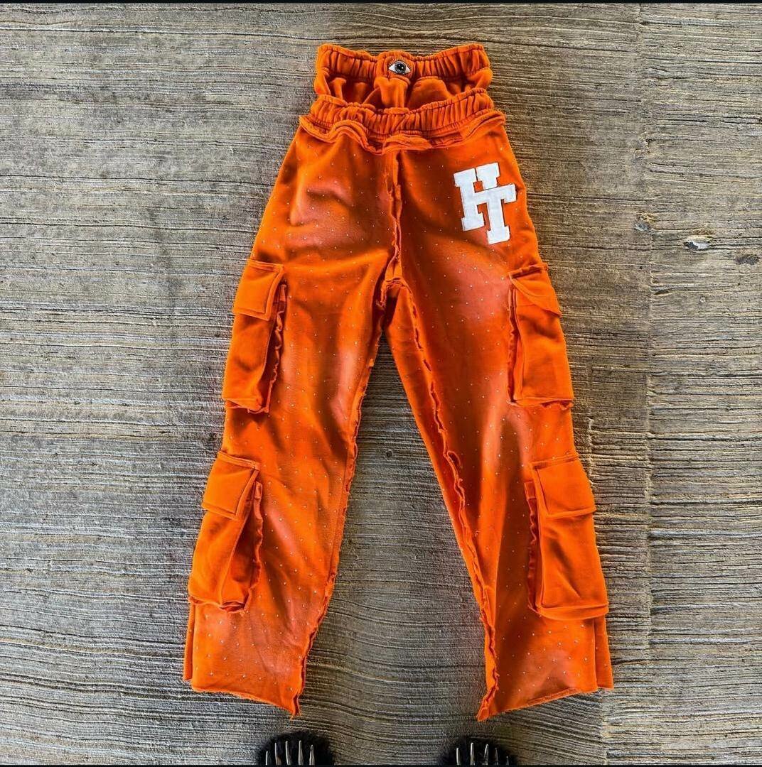 Pantalon cargo orange tendance
