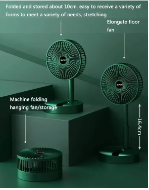 Desktop Stand Fan 6 Inch Folding Portable Telescopic Floor/USB with Rechargeable Battery 3 Speeds Super Quiet Adjustable Height