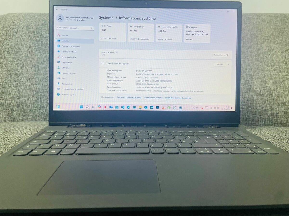 Ordinateur portable Lenovo 15 pouces