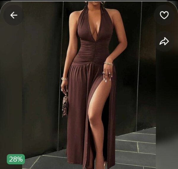 Robe longue élégante marron