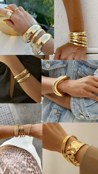 Bracelets dorés larges modernes