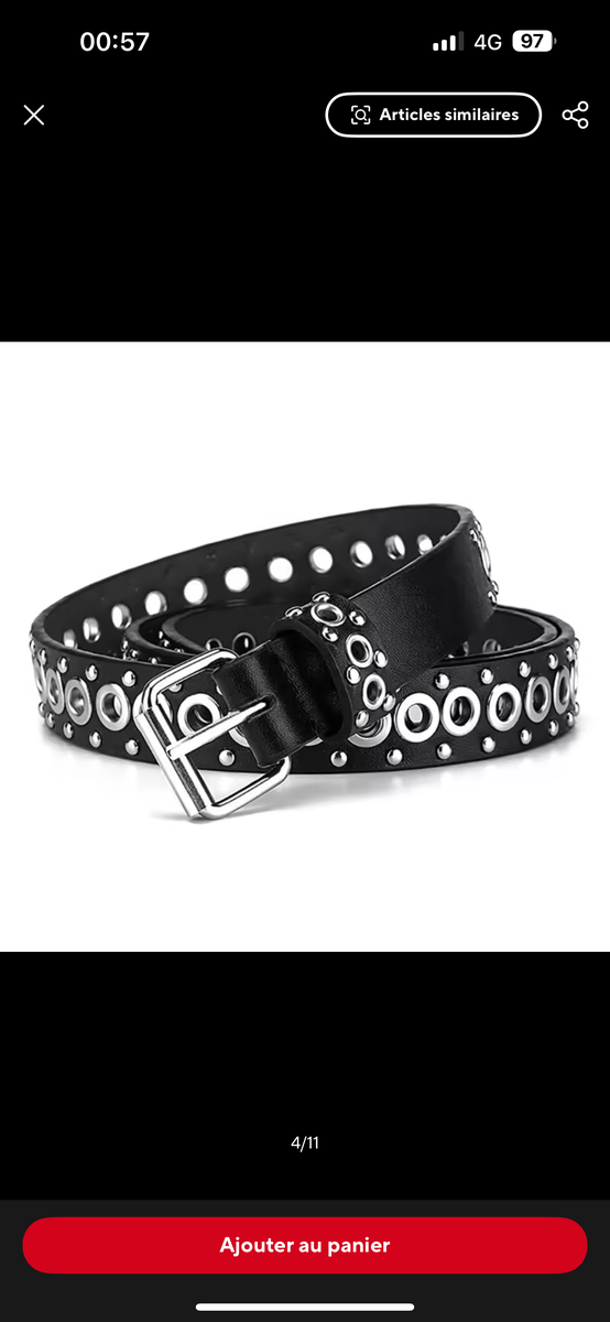 Ceinture en cuir multi-œillets