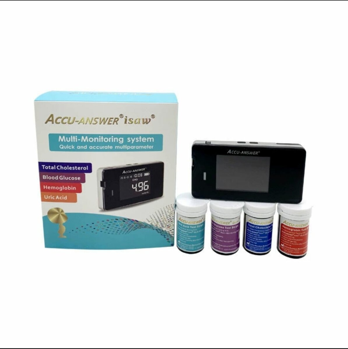 Glucometer, HB ,Cholestrol & Uric Acid Meter. 4 in 1 checker