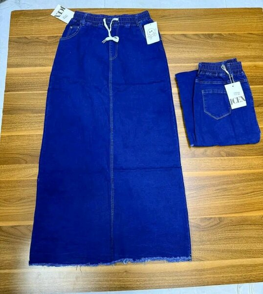 Jupe longue en jean bleu
