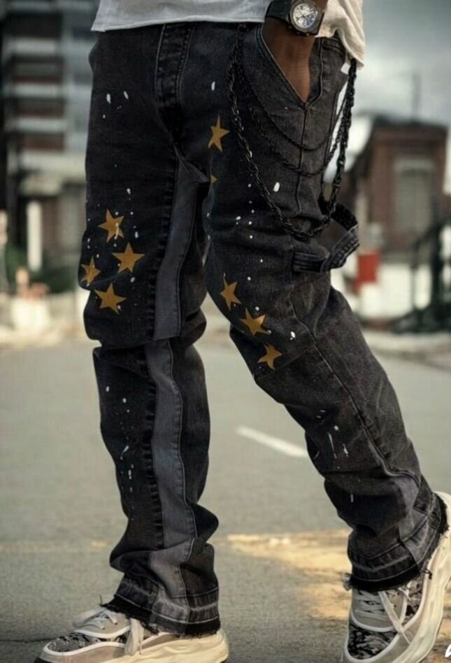 Jean noir étoiles homme