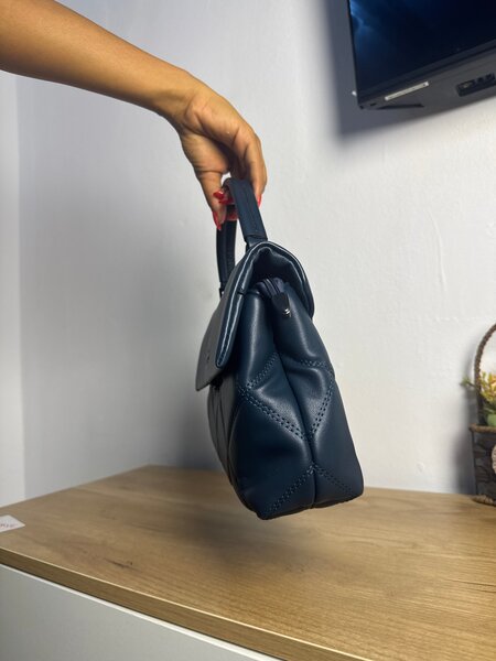 Sac à main cuir bleu chic