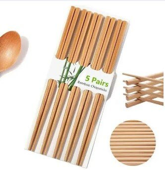 Pack of 10 pair of 5 wooden pure Chopsticks