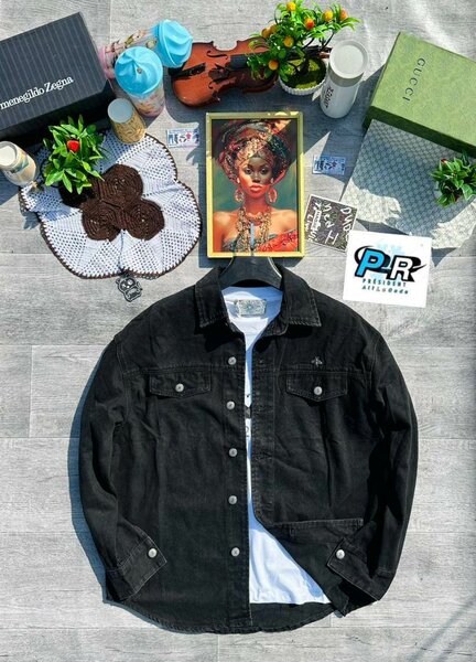 Veste en denim brodée unisexe