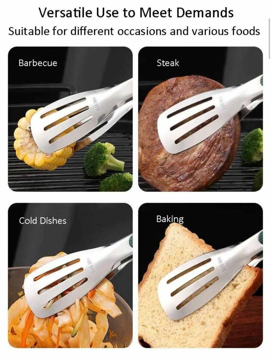 Versatile Stainless Steel Tongs