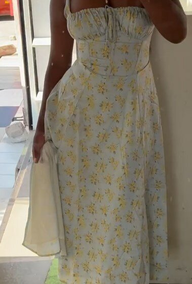 White dress with yellow flowers