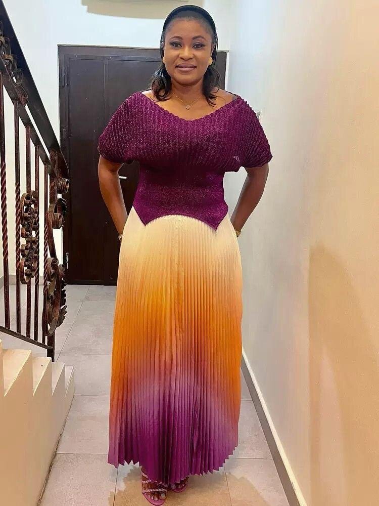 Robe longue plissée dégradé