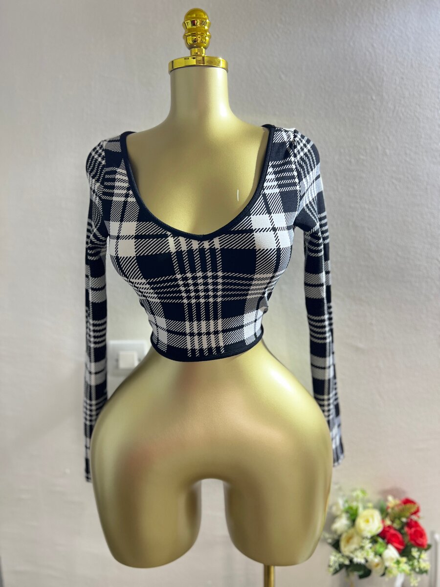 Crop top à carreaux SHEIN