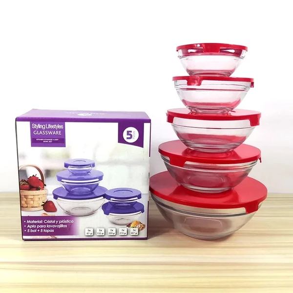 5pcs SET SALAD GLASS BOWLS