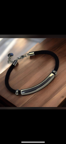 Bracelet en corde noir et acier