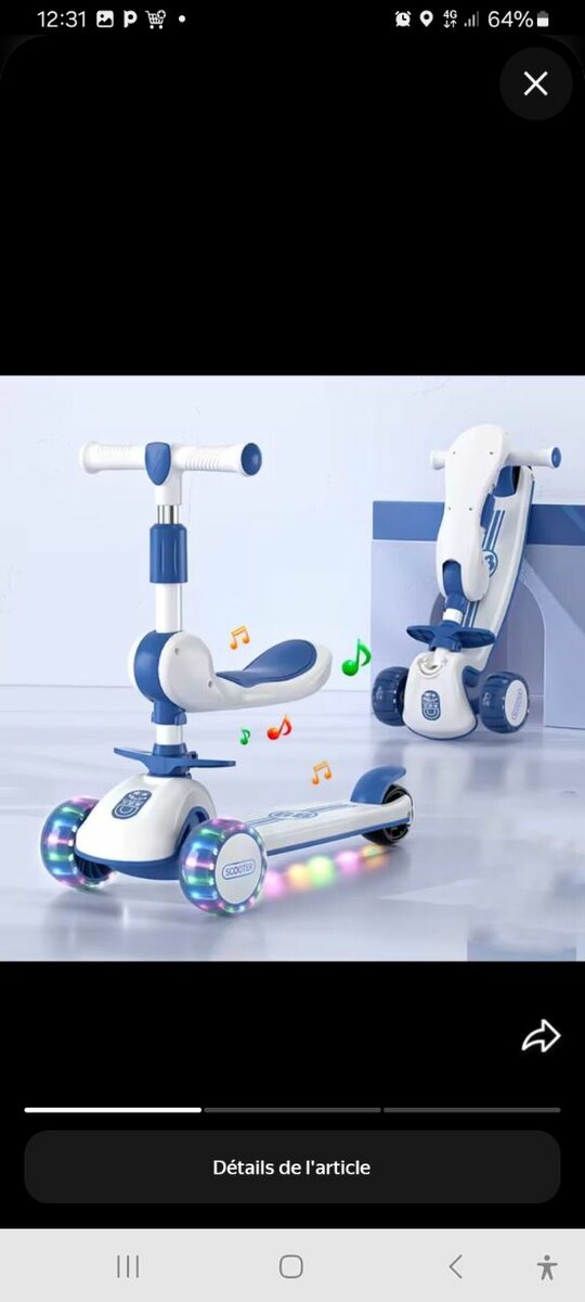 Trottinette Enfant 3 en 1 Lumineuse