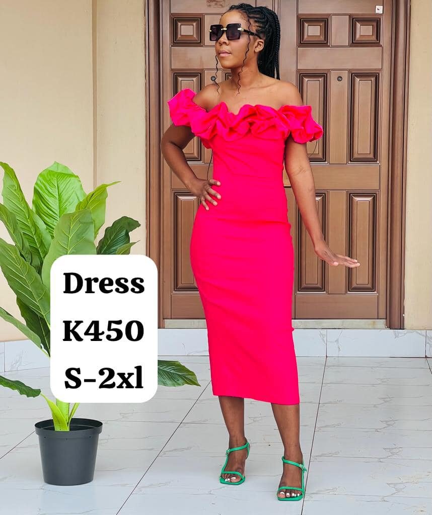 Women's Pink Off-the-Shoulder Dress S-2xl