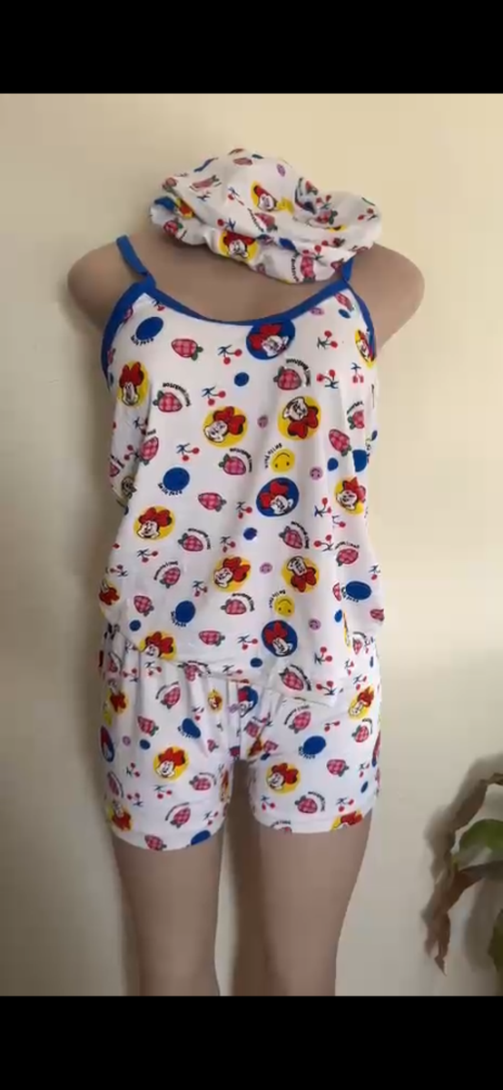 Pyjama court fleuri femme