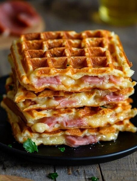 Gaufres apéritives jambon fromage