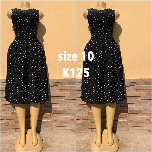 Dress black with white polka dots size 10
